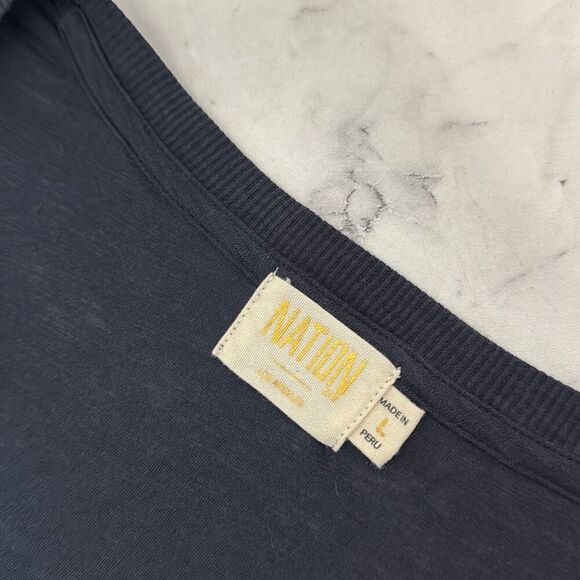 Nation LTD Rooney Pintucked Yoke Tee in It's Navy L - Picture 5 of 7